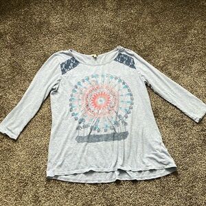 Blue hi-lo long sleeve tee